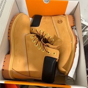 Timberland Wheat Nubuck Boots with Black Collar